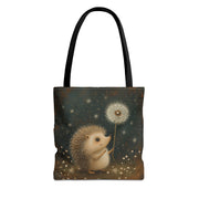 Hedgehog Whimsy Tote Bag, Dreamy Nature Canvas for Animal Lovers