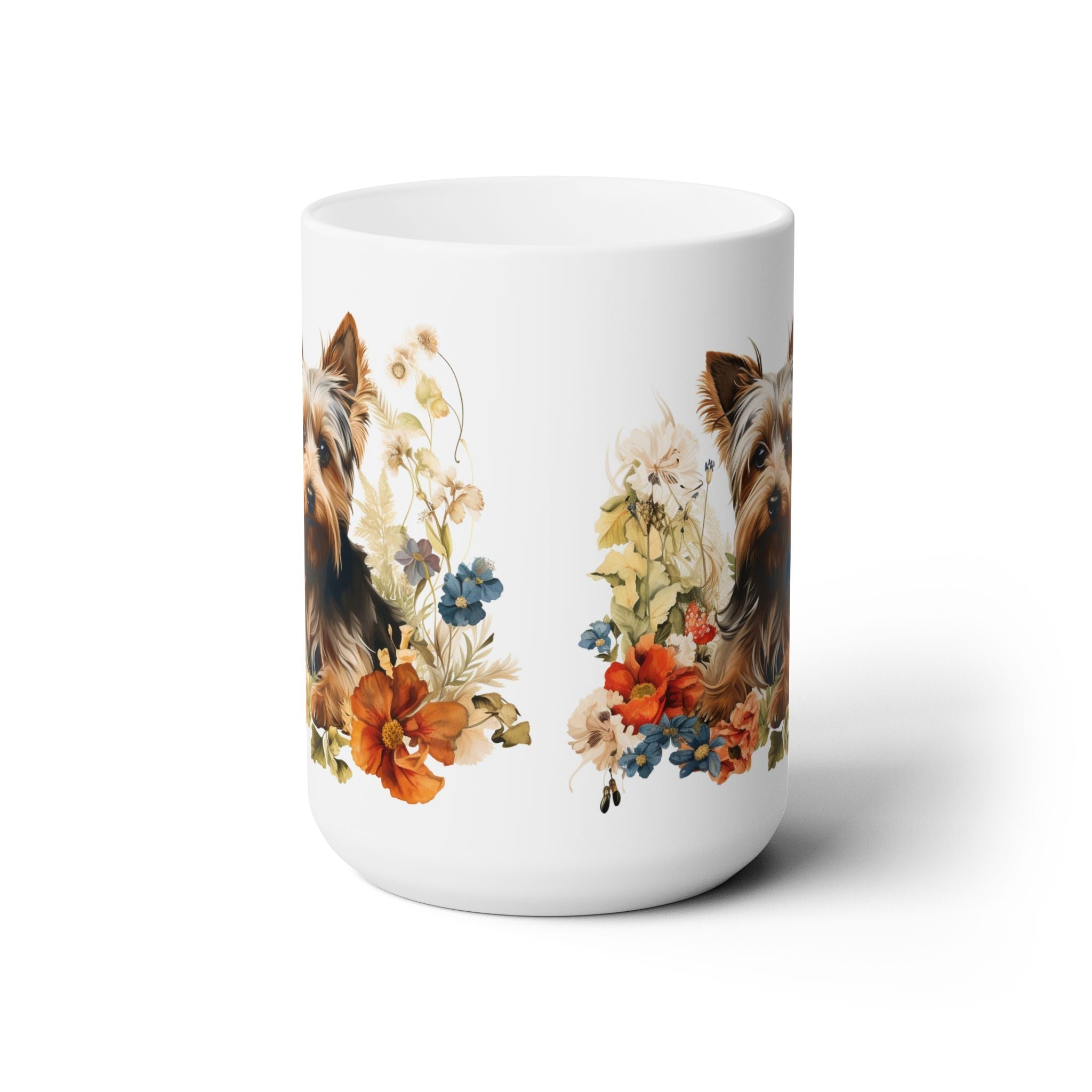 Charming Yorkie Mug with Floral Design - Perfect Dog Lover Gift