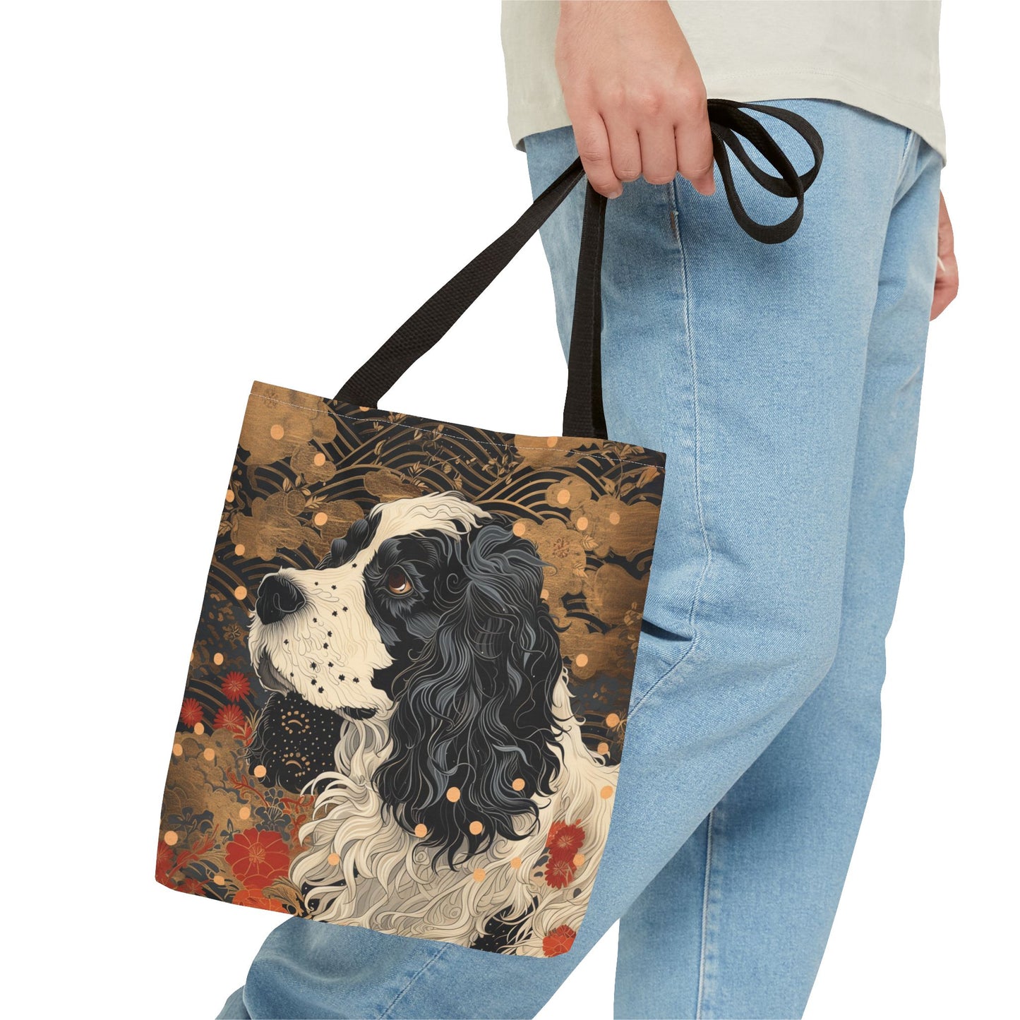 Elegant Cocker Spaniel Tote Bag with Floral & Artistic Design