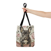 Frenchie Blossom Tote Bag - Brindle French Bulldog, Floral Elegance