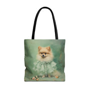 Elegant Pomeranian Tote Bag, Vintage Dog Lover Canvas Bag