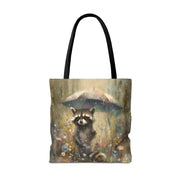 Raccoon Rainy Day Canvas Tote Bag - Eco-Friendly Nature Lover Gift