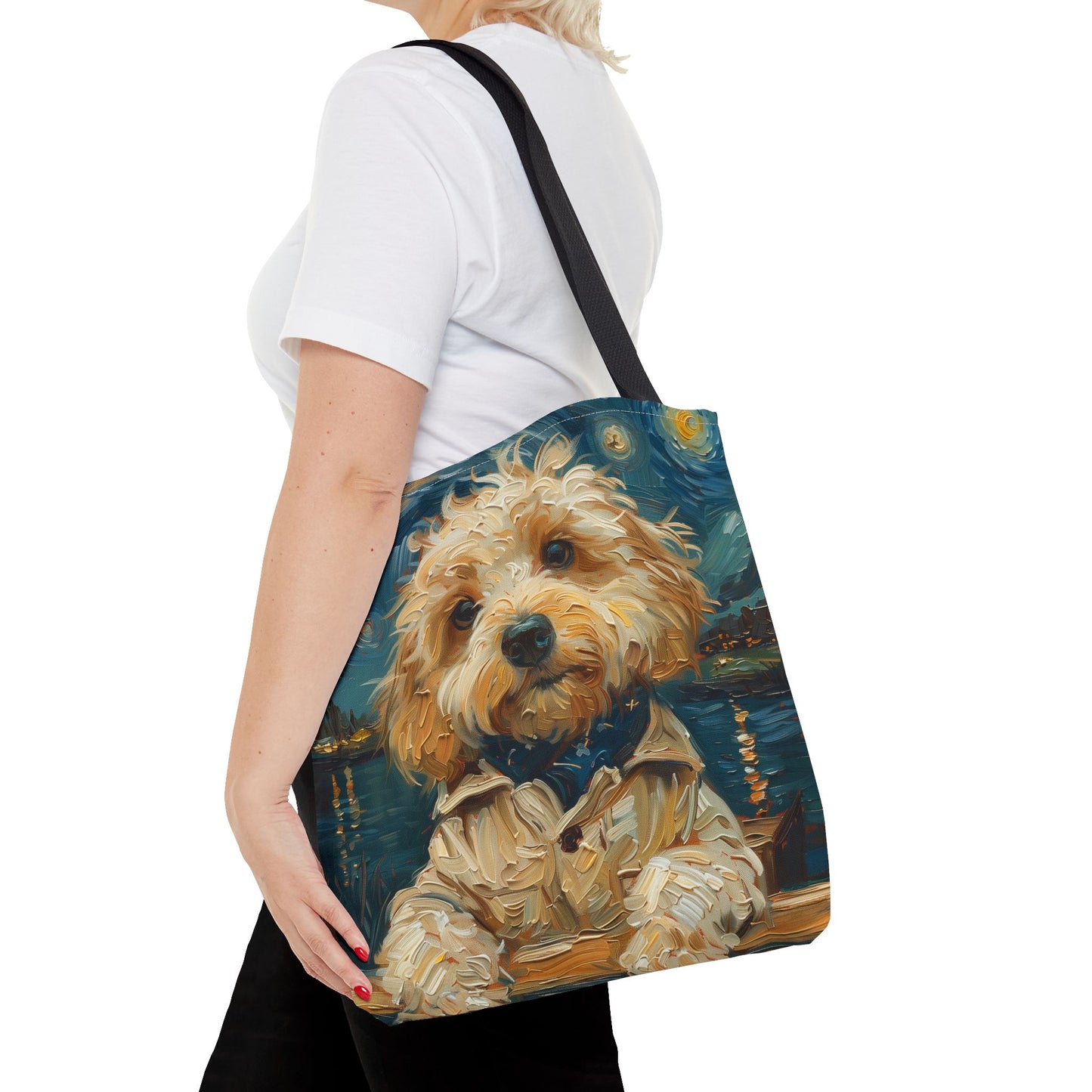 Golden Doodle Starry Night Tote Bag, Artistic Eco-Friendly Gift