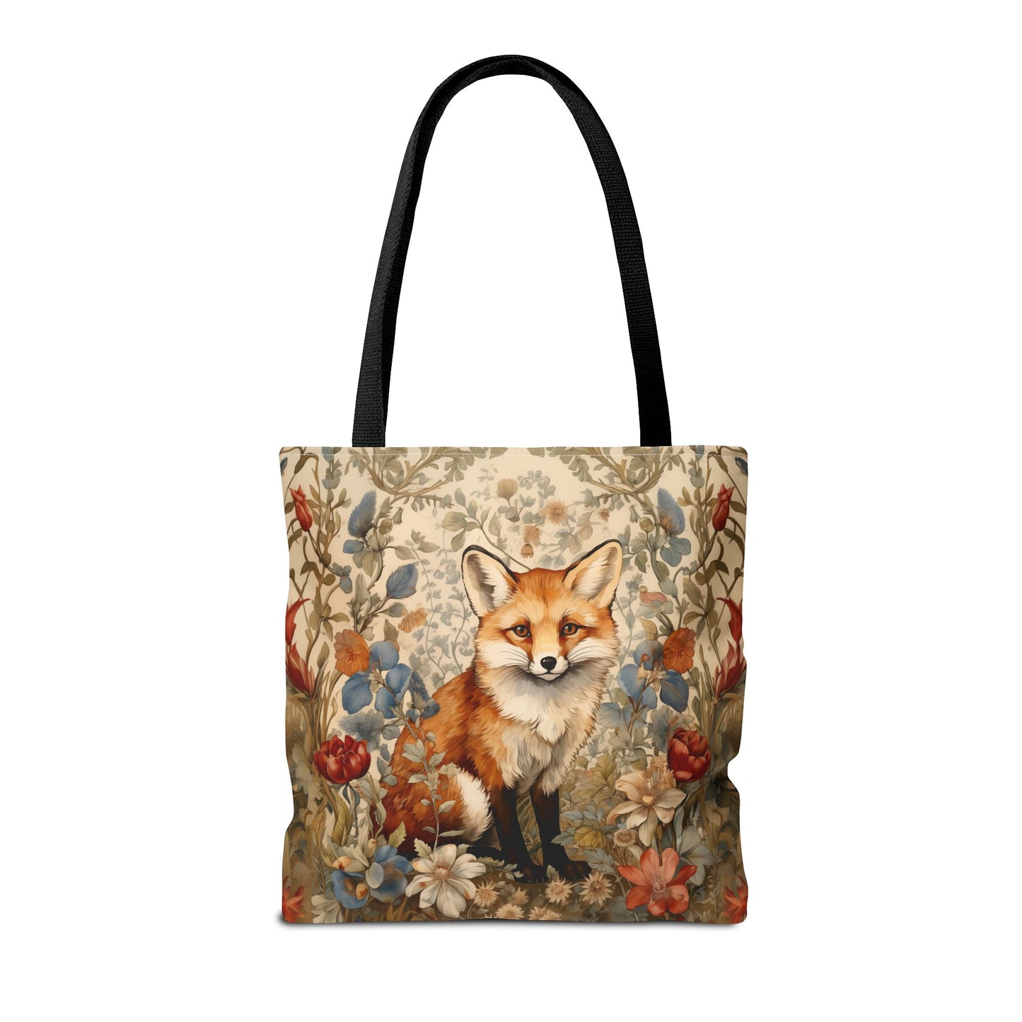 Floral Fox Canvas Tote Bag, Eco-Friendly and Nature-Inspired Accessory