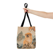 Pekingese Autumn Mountain Canvas Tote Bag, Eco-Friendly Gift for Dog Lovers