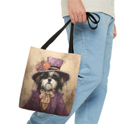 Regal Shih Tzu Tote Bag, Vintage-Style Canvas for Dog Lovers