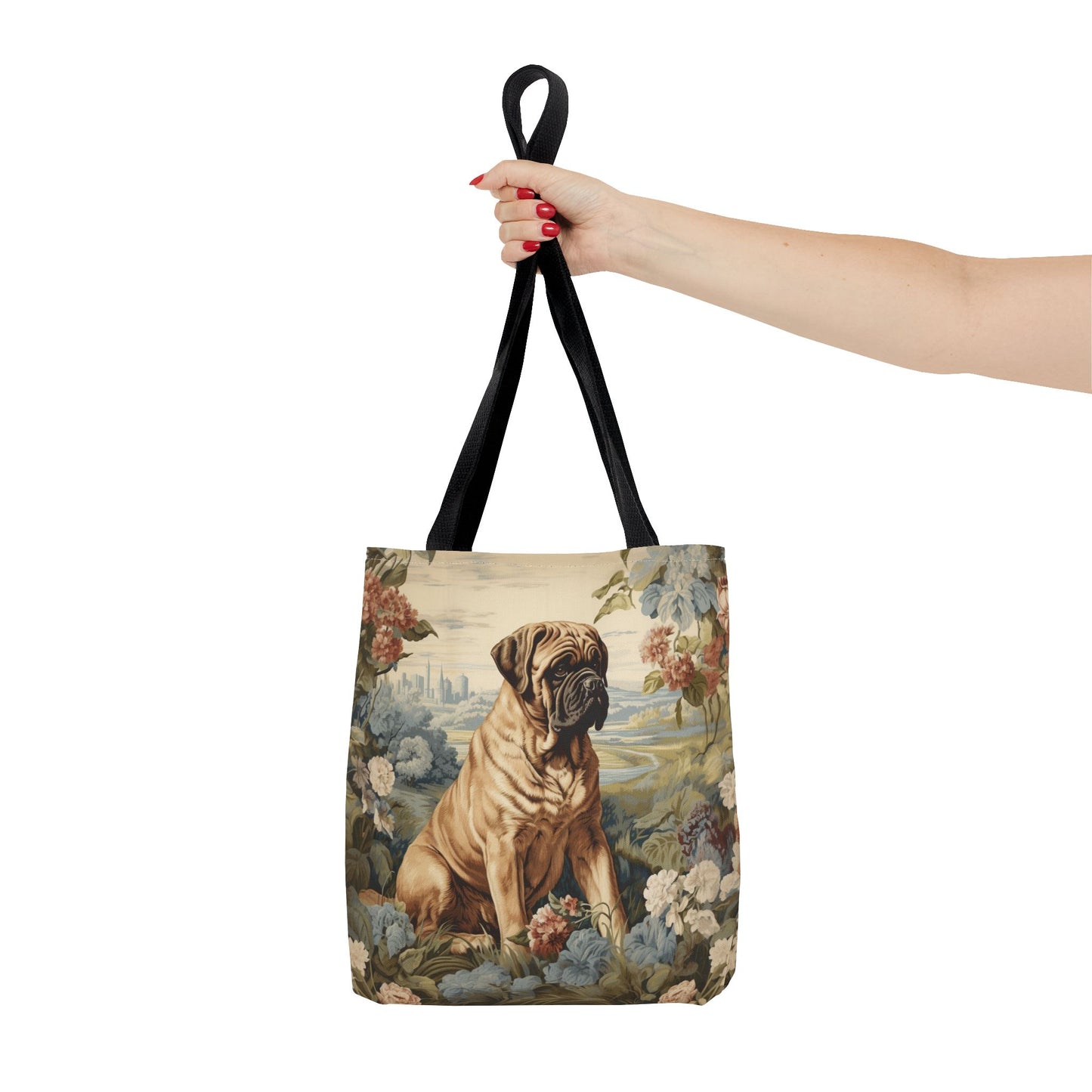 Majestic Mastiff Floral Canvas Tote Bag, Eco-Friendly Dog Lover Gift