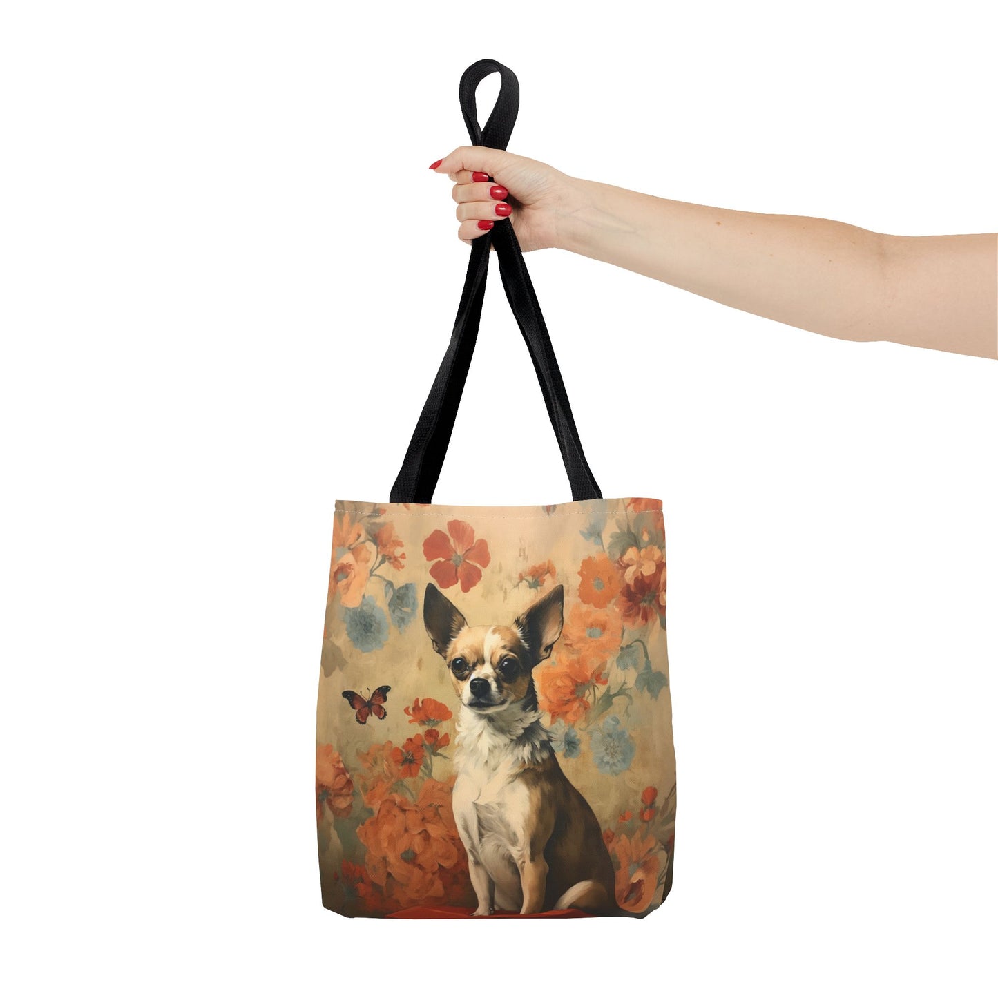 Floral Chihuahua Canvas Tote Bag - Dog Lover’s Carryall Gift