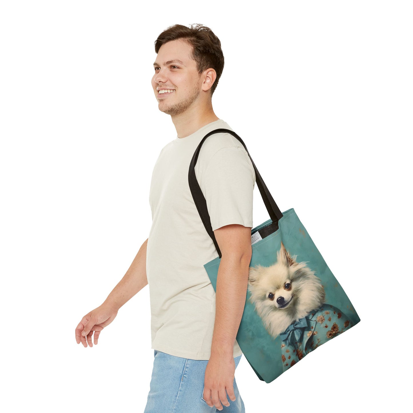 Elegant Pomeranian Canvas Tote Bag, Charming Gift for Dog Lovers