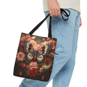 Butterfly Elegance Floral Tote Bag - Eco-Friendly Canvas Shopping Companion