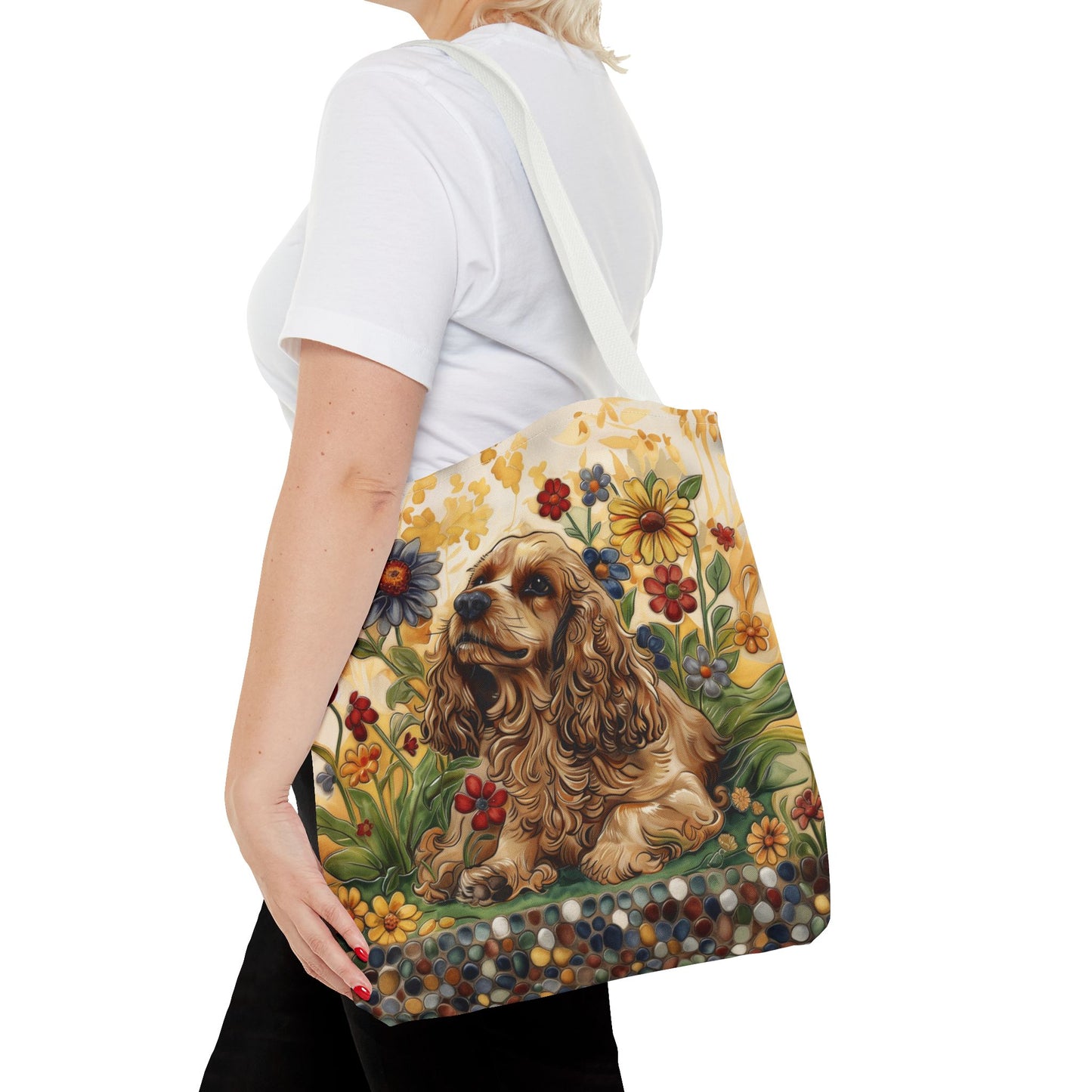 Cocker Spaniel Garden Blooms Canvas Tote Bag - Eco-Friendly Gift