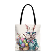 Sophisticated Easter Bunny Tote Bag with Colorful Egg Basket