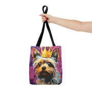 Regal Yorkie Crown Art Tote Bag – Vibrant Dog Lover Gift