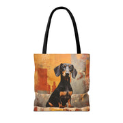 Dachshund Cityscape Canvas Tote Bag, Stylish and Eco-Friendly Design