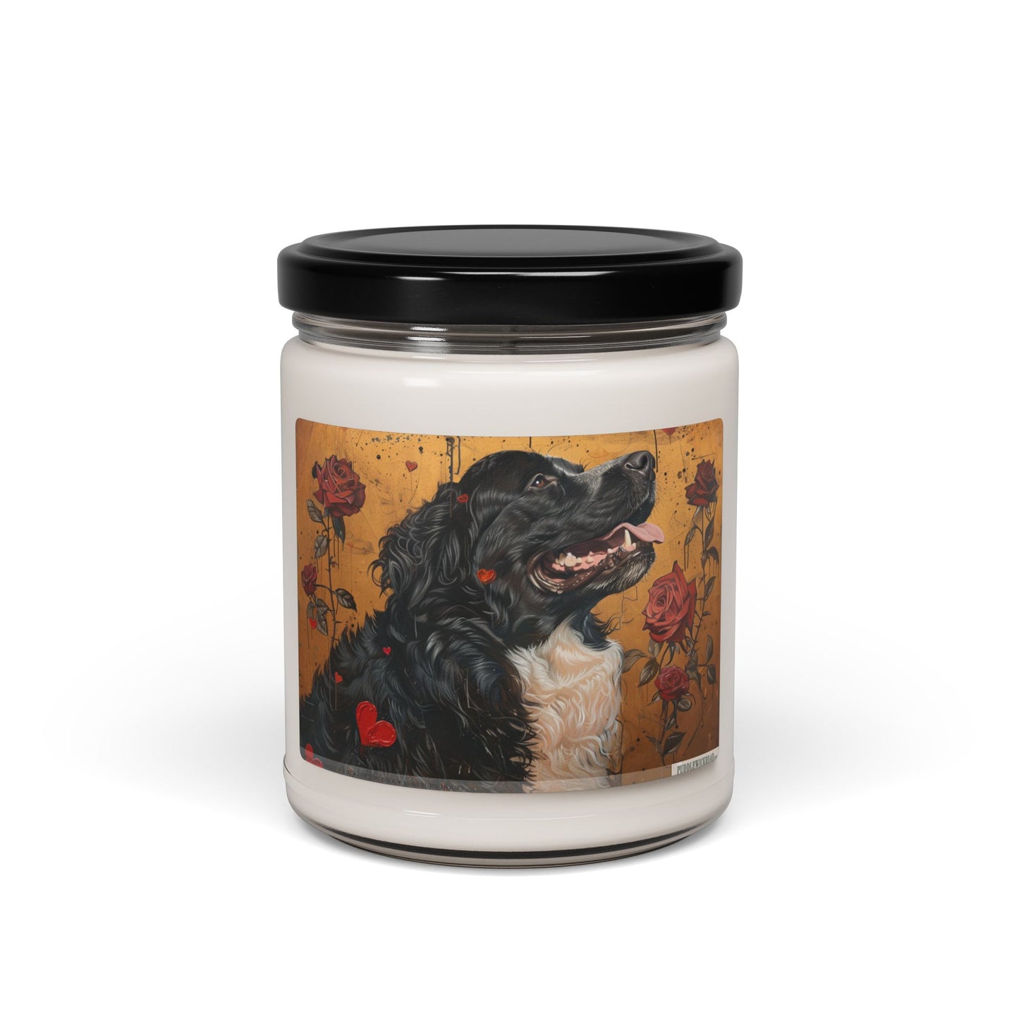 Newfoundland Dog Candle – Artistic Pet Lover Gift, Rose-Inspired Design