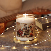 Charming Bulldog Candle – Vintage Rose Design for Pet Lovers