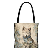 Akita Dreamscape Floral Tote Bag, Eco-Friendly Canvas for Dog Lovers