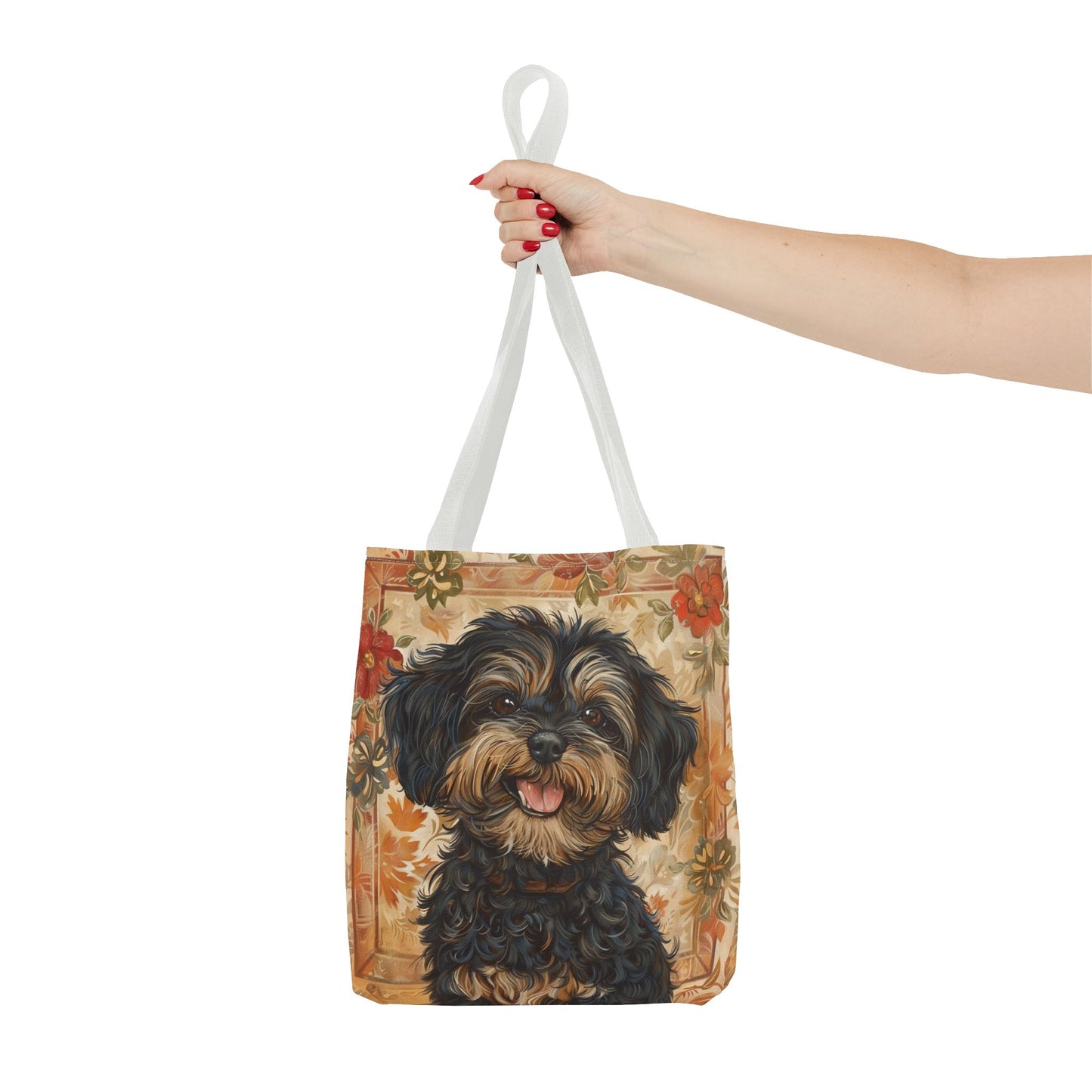 Yorkipoo Autumn Bloom Tote Bag, Eco-Friendly Canvas for Dog Lovers