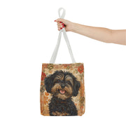 Yorkipoo Autumn Bloom Tote Bag, Eco-Friendly Canvas for Dog Lovers