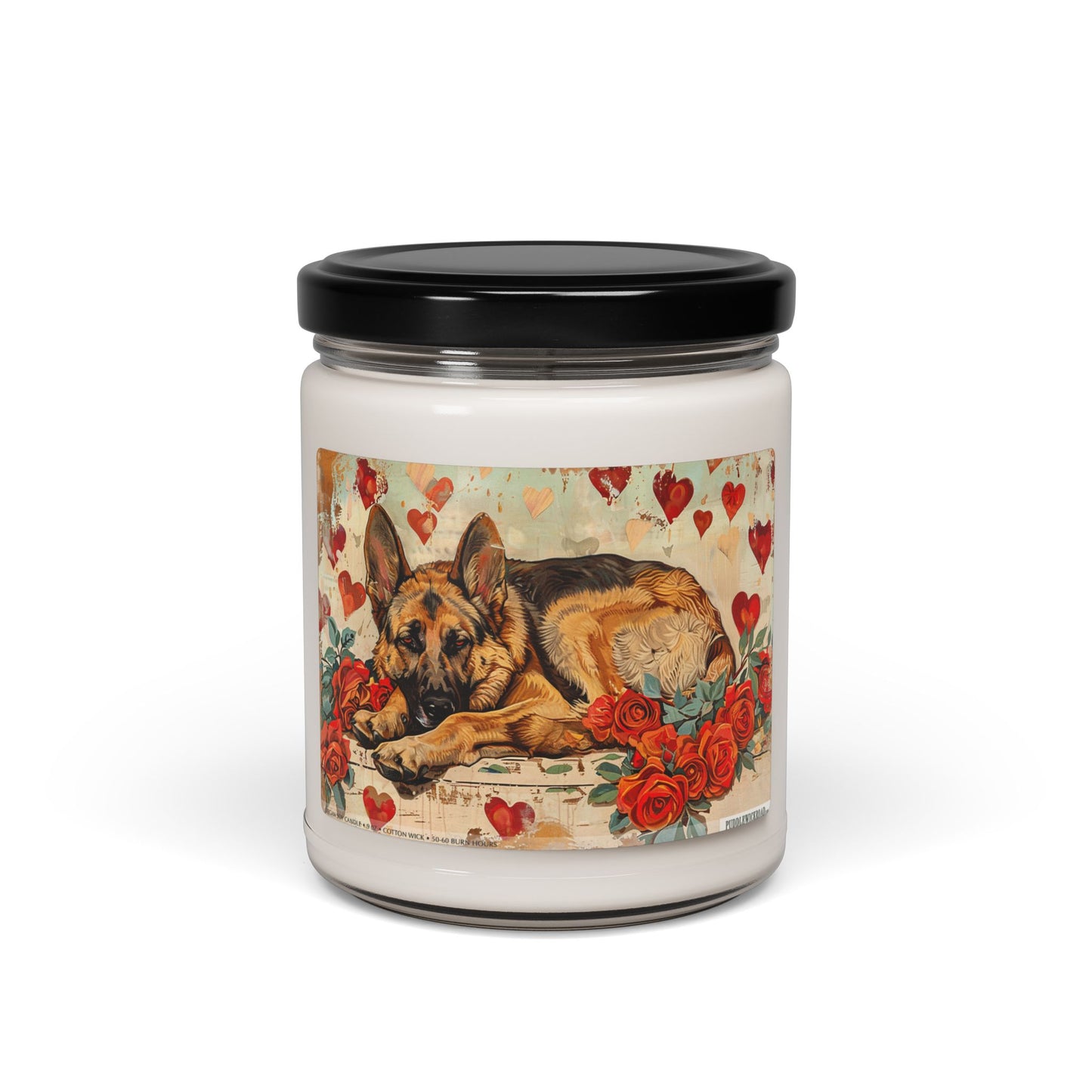 Cozy German Shepherd Candle – Pet Lover Memorial Gift with Romantic Vintage Vibes