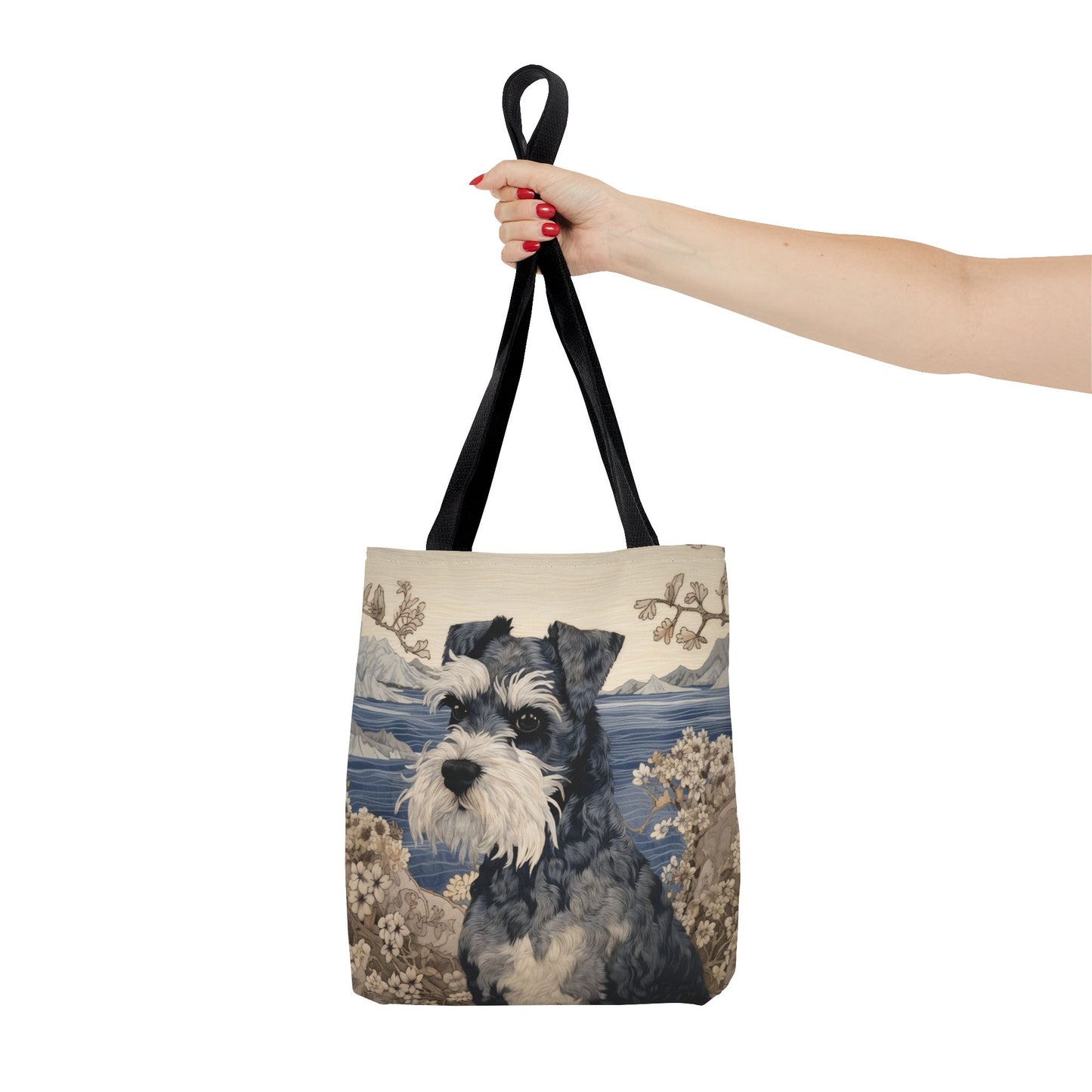 Miniature Schnauzer Coastal Elegance Tote Bag, Eco-Friendly Canvas for Dog Lovers