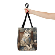 Regal Siberian Husky Tote Bag, Vintage Baroque-Style Canvas Gift