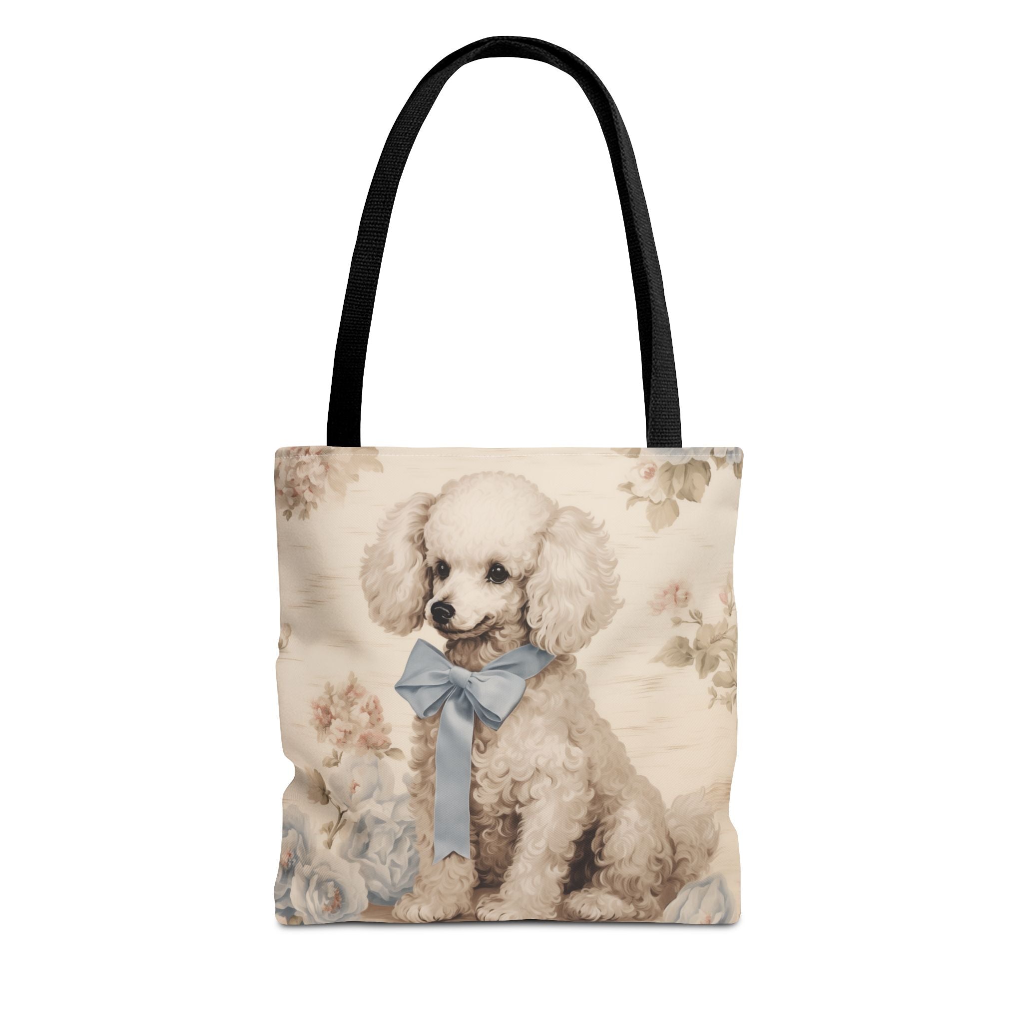 Chic Poodle Canvas Tote Bag, Floral Design for Dog Lovers