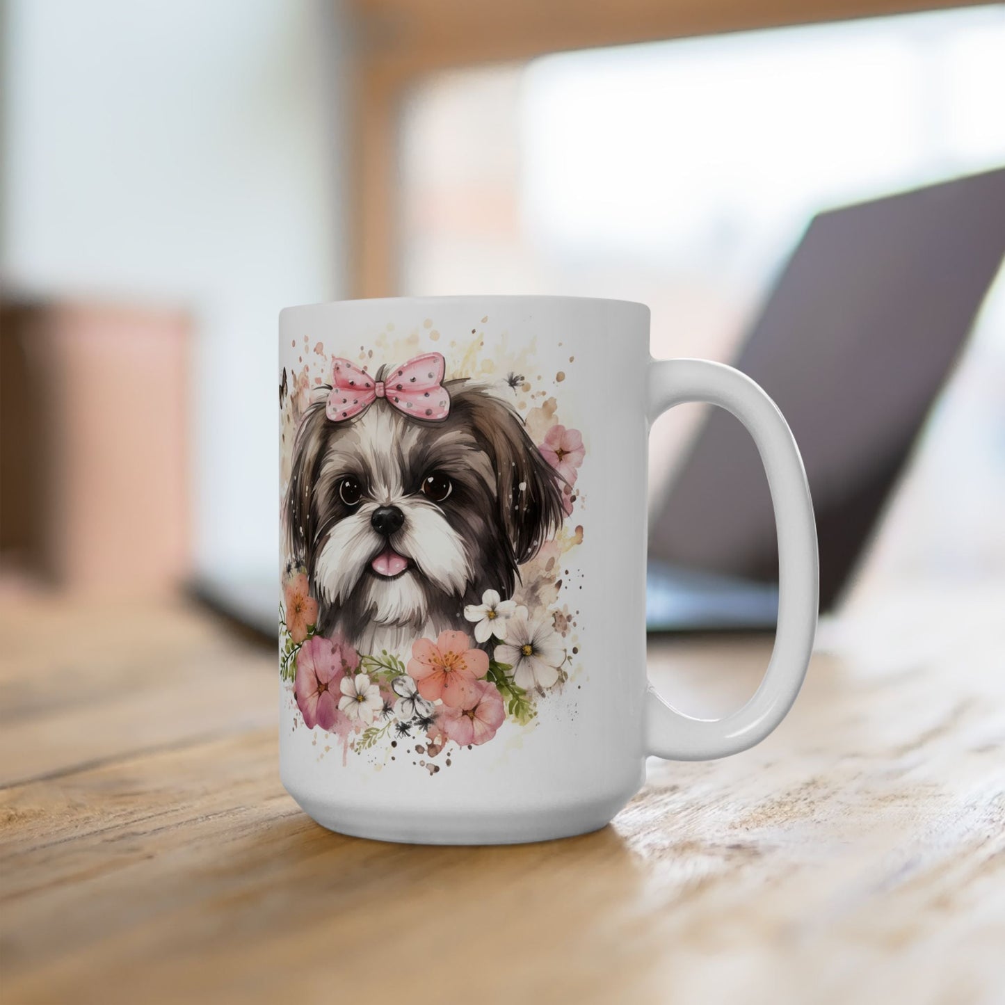 Shih Tzu Floral Coffee Mug – Gift for Dog Lovers, Pet Parents