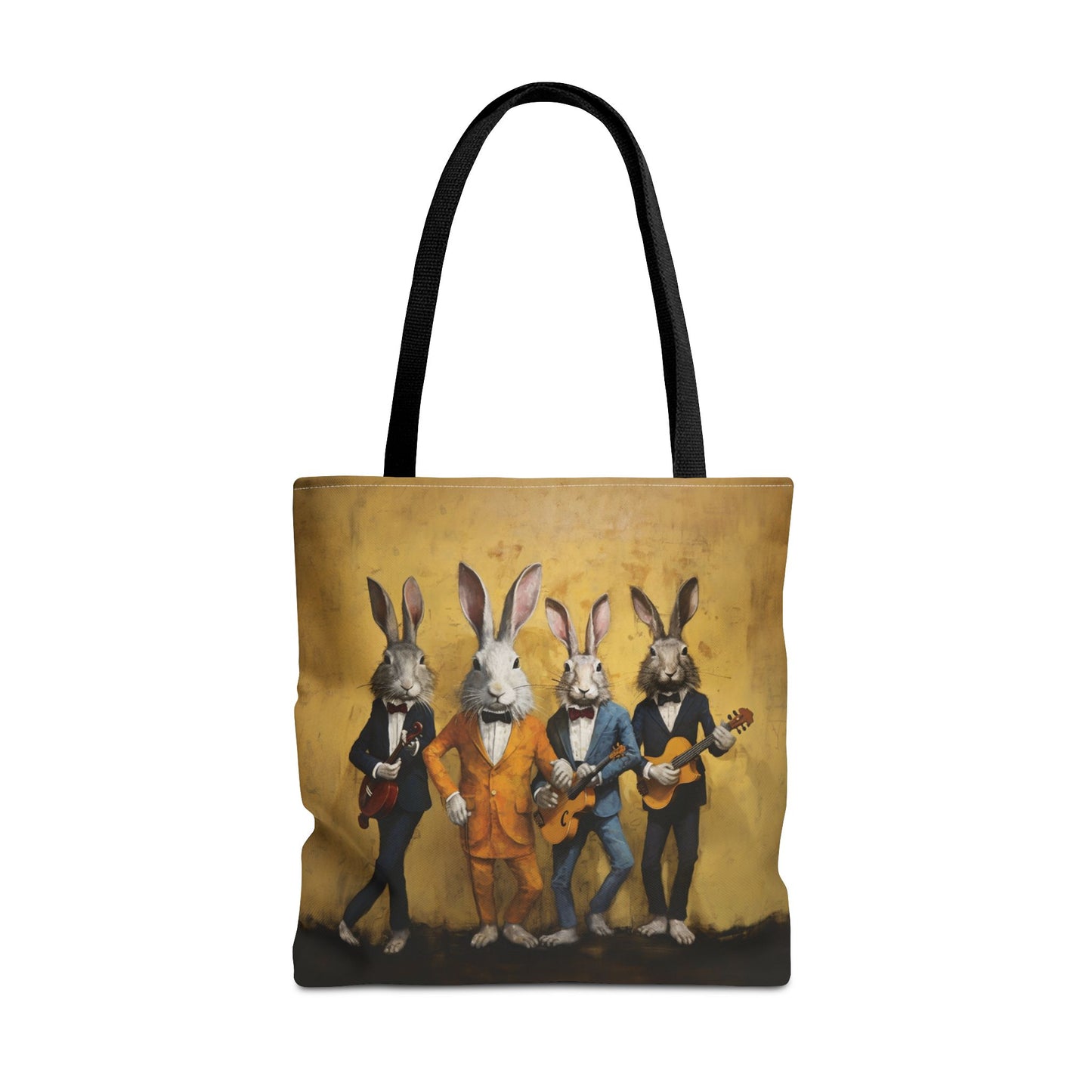 Bunny Band Canvas Tote Bag – Whimsical Art for Music & Nature Lovers