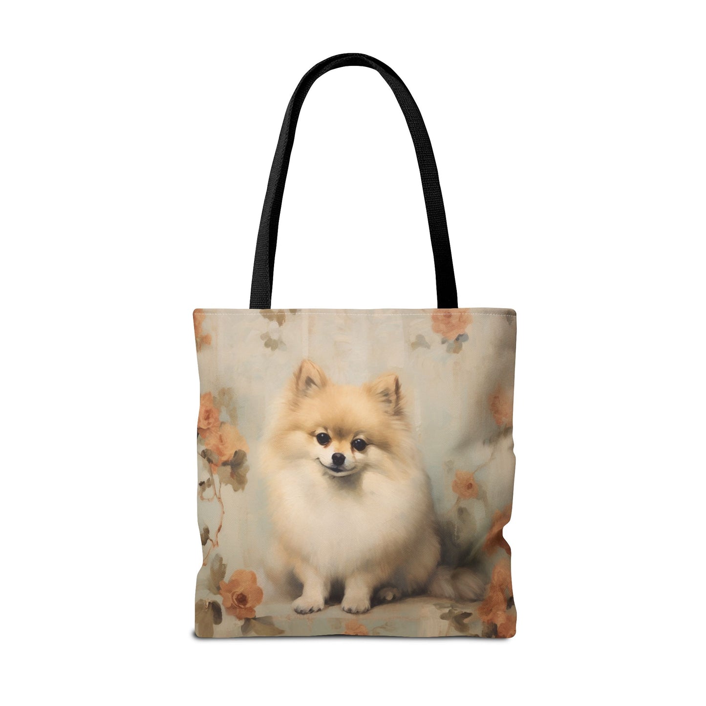 Pomeranian Floral Canvas Tote Bag – Vintage Dog Lover Gift