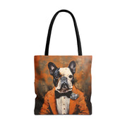 French Bulldog Formal Portrait Canvas Tote Bag, Stylish & Eco-Friendly Accessory