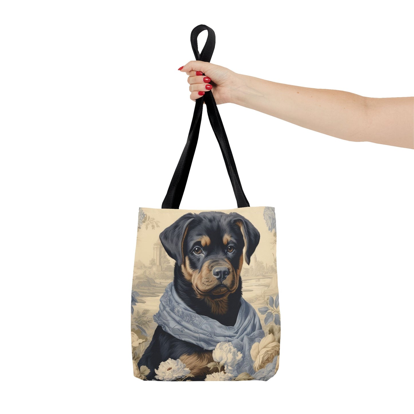 Rottweiler Elegance Tote Bag with Floral and Vintage Charm