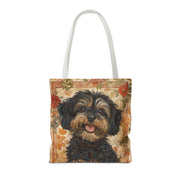 Yorkipoo Autumn Bloom Tote Bag, Eco-Friendly Canvas for Dog Lovers