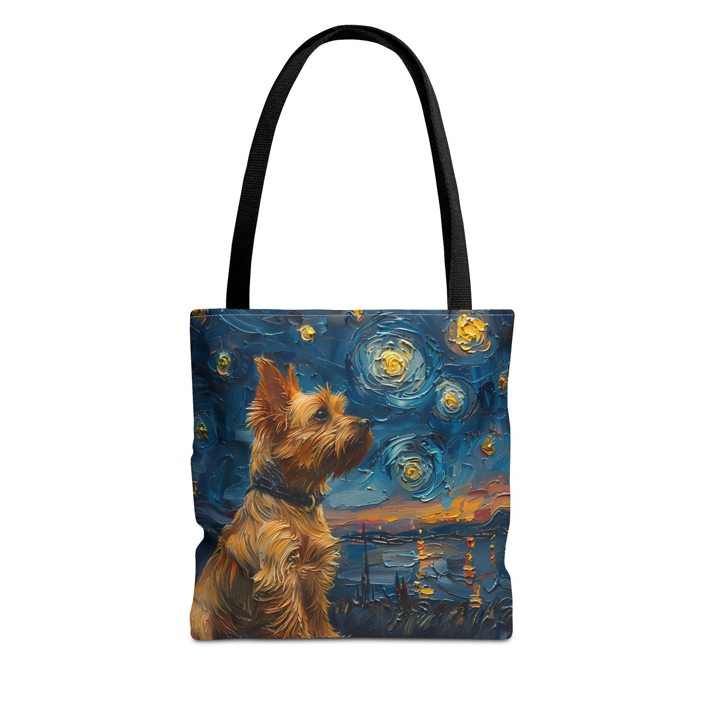 Yorkie Starry Night Canvas Tote Bag – Artistic & Eco-Friendly