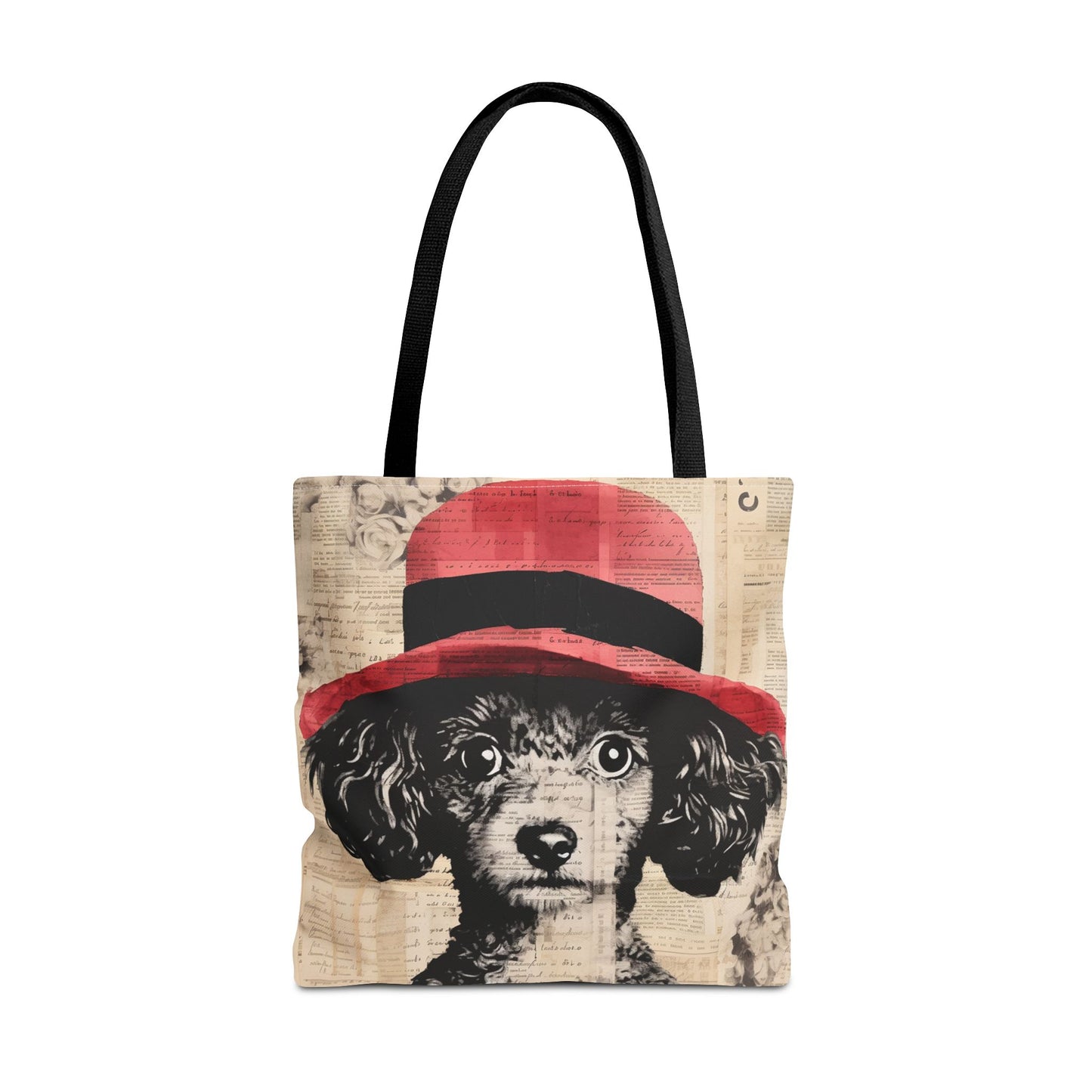 Sophisticated Poodle Tote Bag – Chic Red Hat Design Canvas Tote