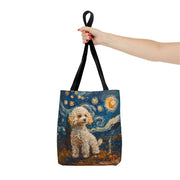 Starry Night Poodle Tote Bag, Artistic Eco-Friendly Dog Lover Gift