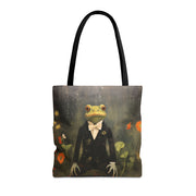 Frog Prince Canvas Tote Bag, Eco-Friendly Shopping Bag for Nature Lovers