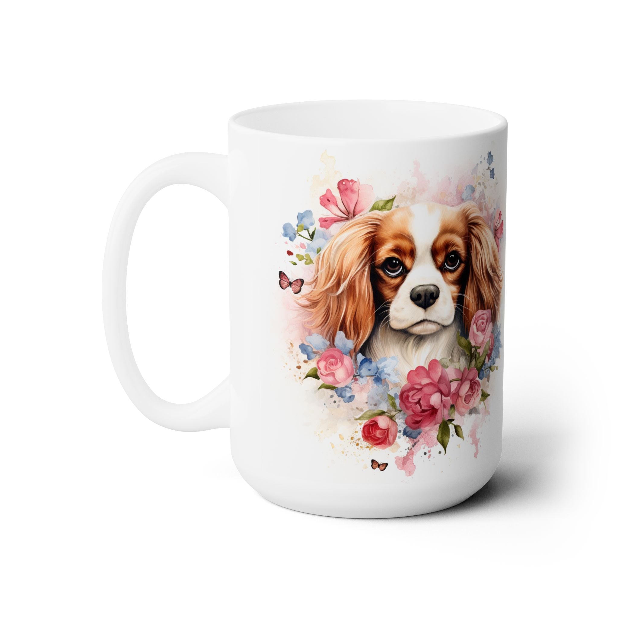 Cavalier King Charles Spaniel Floral Art Mug - Perfect Dog Lover Gift - Darwin & Rose
