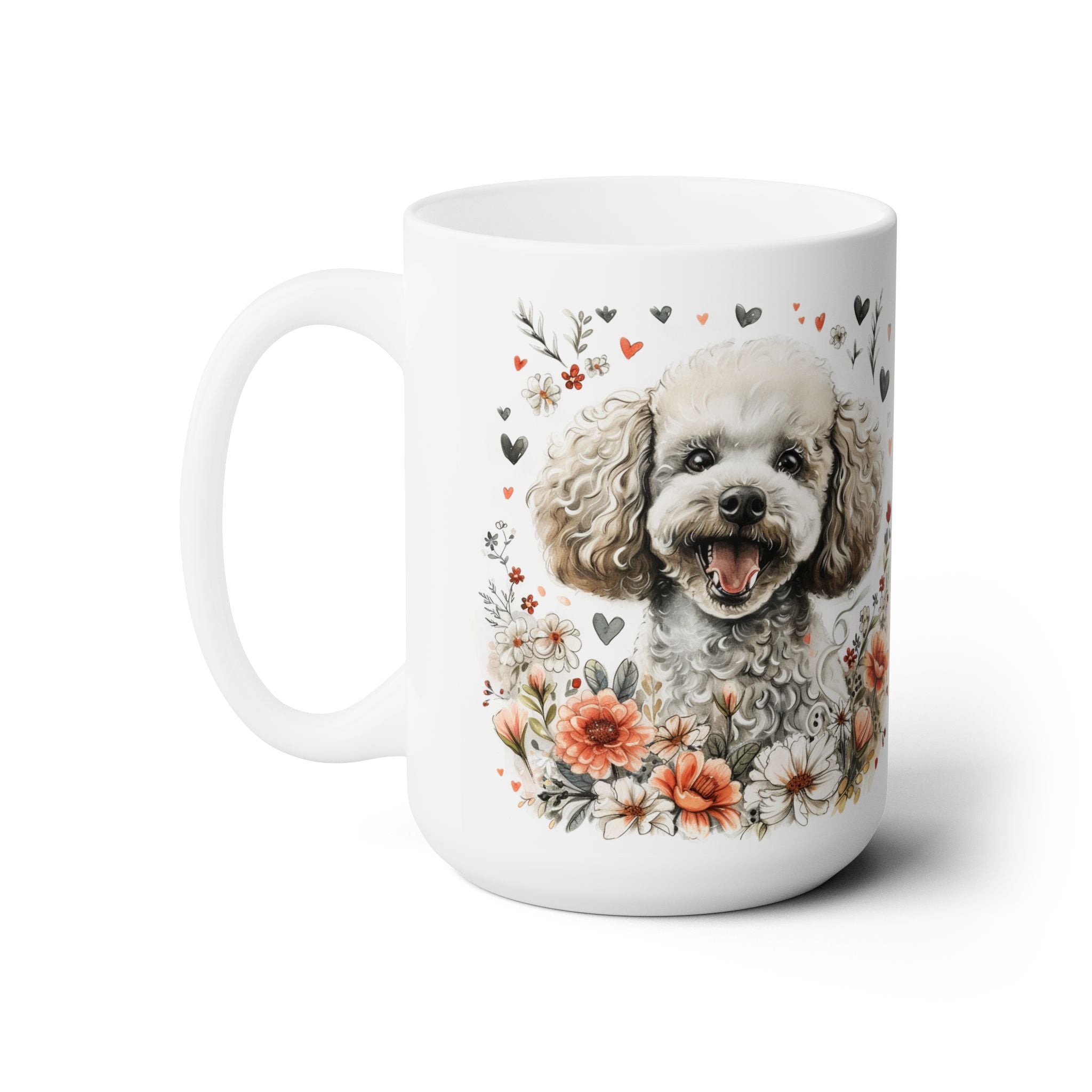 Adorable Poodle Lover’s Floral Coffee Mug – Perfect Gift for Dog Moms