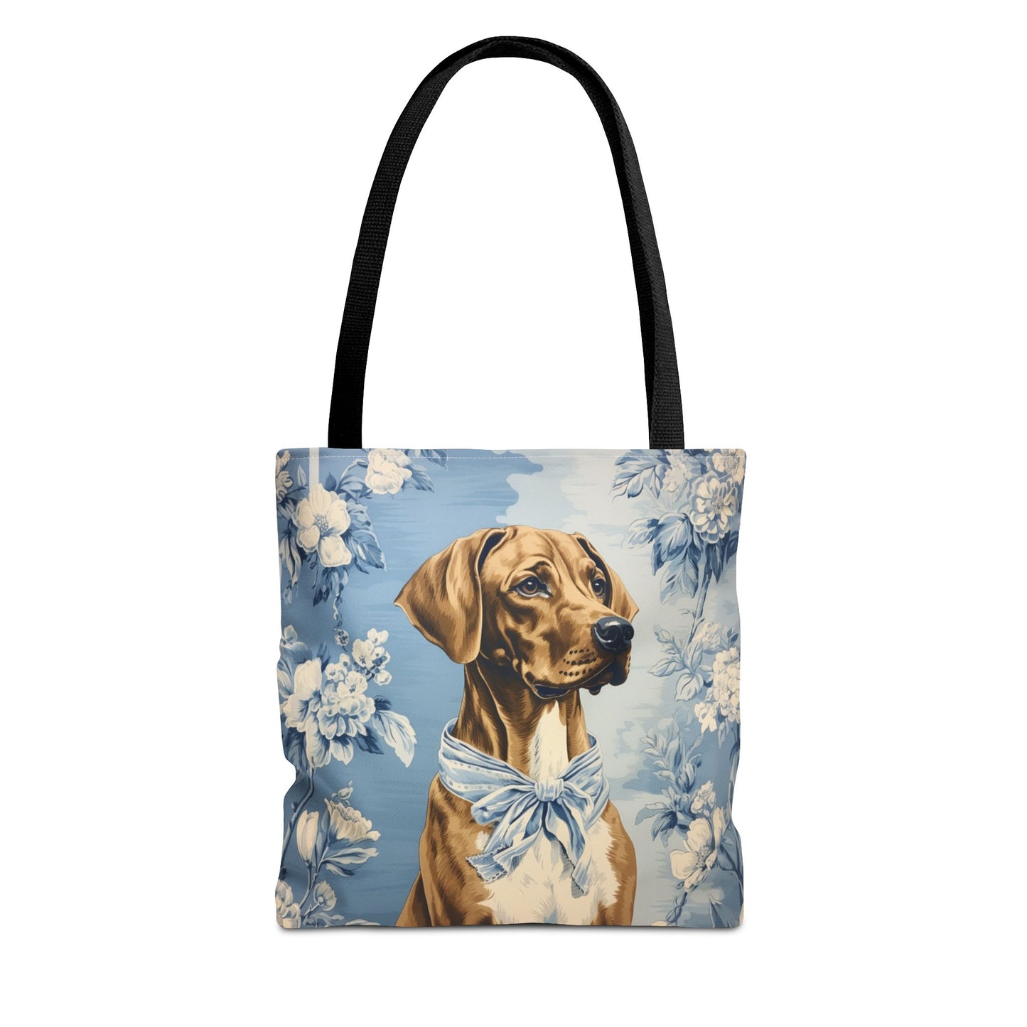 Rhodesian Ridgeback Floral Canvas Tote Bag, Elegant Dog Lover Gift