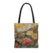 Floral Mountain Majesty Tote Bag, Eco-Friendly Scenic Canvas Gift