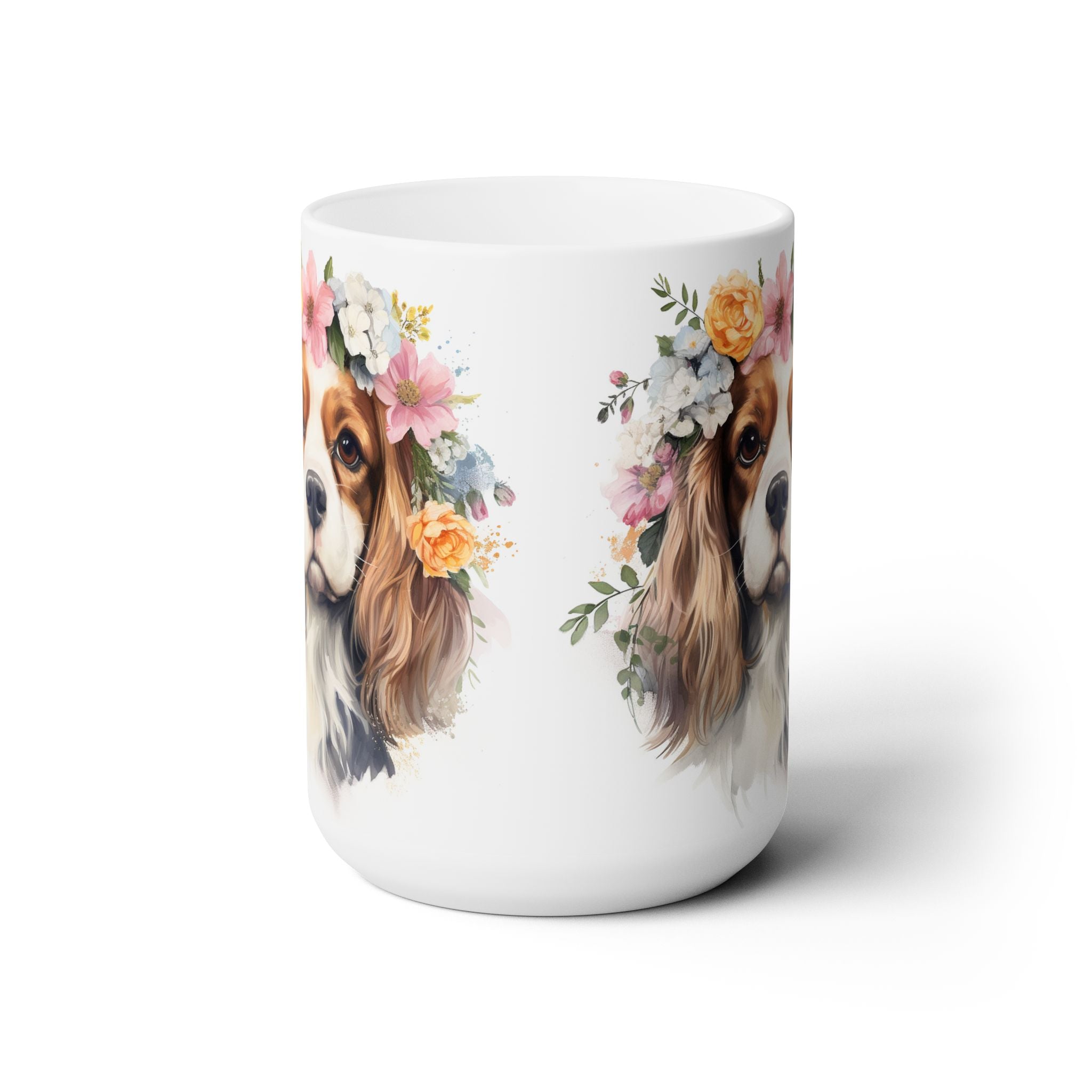 Cavalier King Charles Spaniel Floral Coffee Mug - Cavie Mom Gift - Darwin & Rose