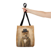 Sophisticated Pomeranian Tote Bag, Canvas Market Tote for Dog Lovers