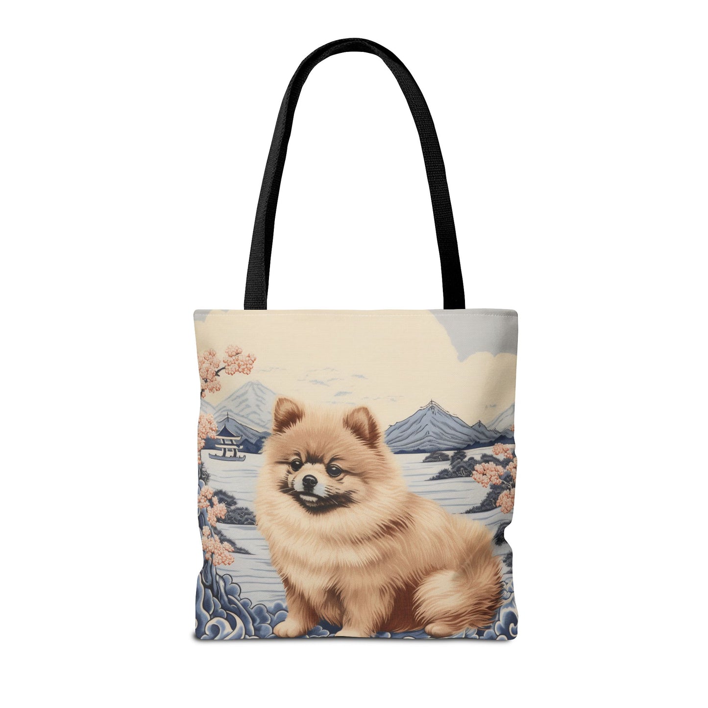 Pomeranian Bliss Tote Bag, Japanese Art Canvas Eco-Friendly Gift