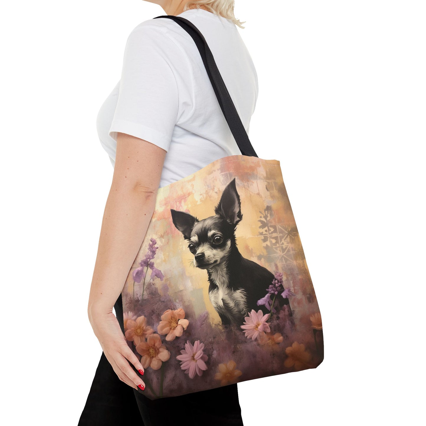 Charming Chihuahua Floral Tote Bag – Eco-Friendly Canvas Gift