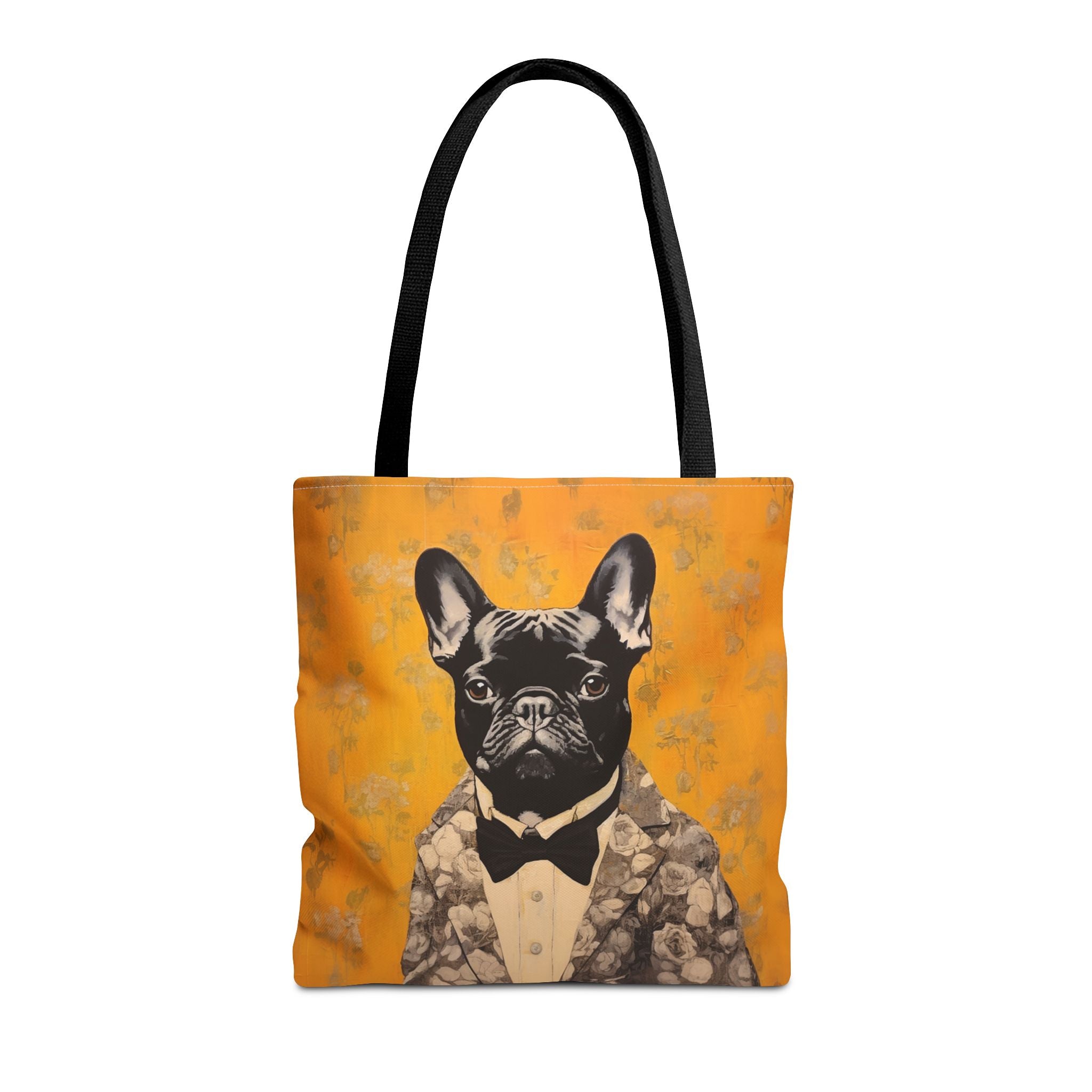 Elegant French Bulldog Floral Tote Bag, Chic Eco-Friendly Design