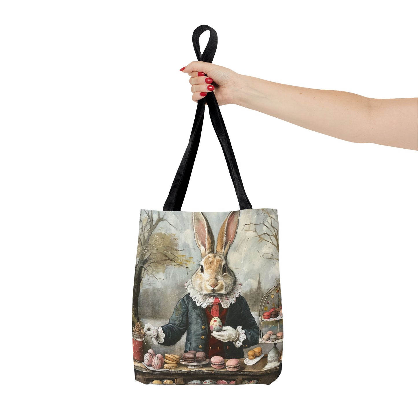 Charming Easter Bunny Canvas Tote Bag with Vintage Artwork