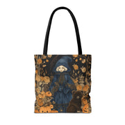 Enchanting Harvest Witch Tote Bag with Autumn Bear Scene