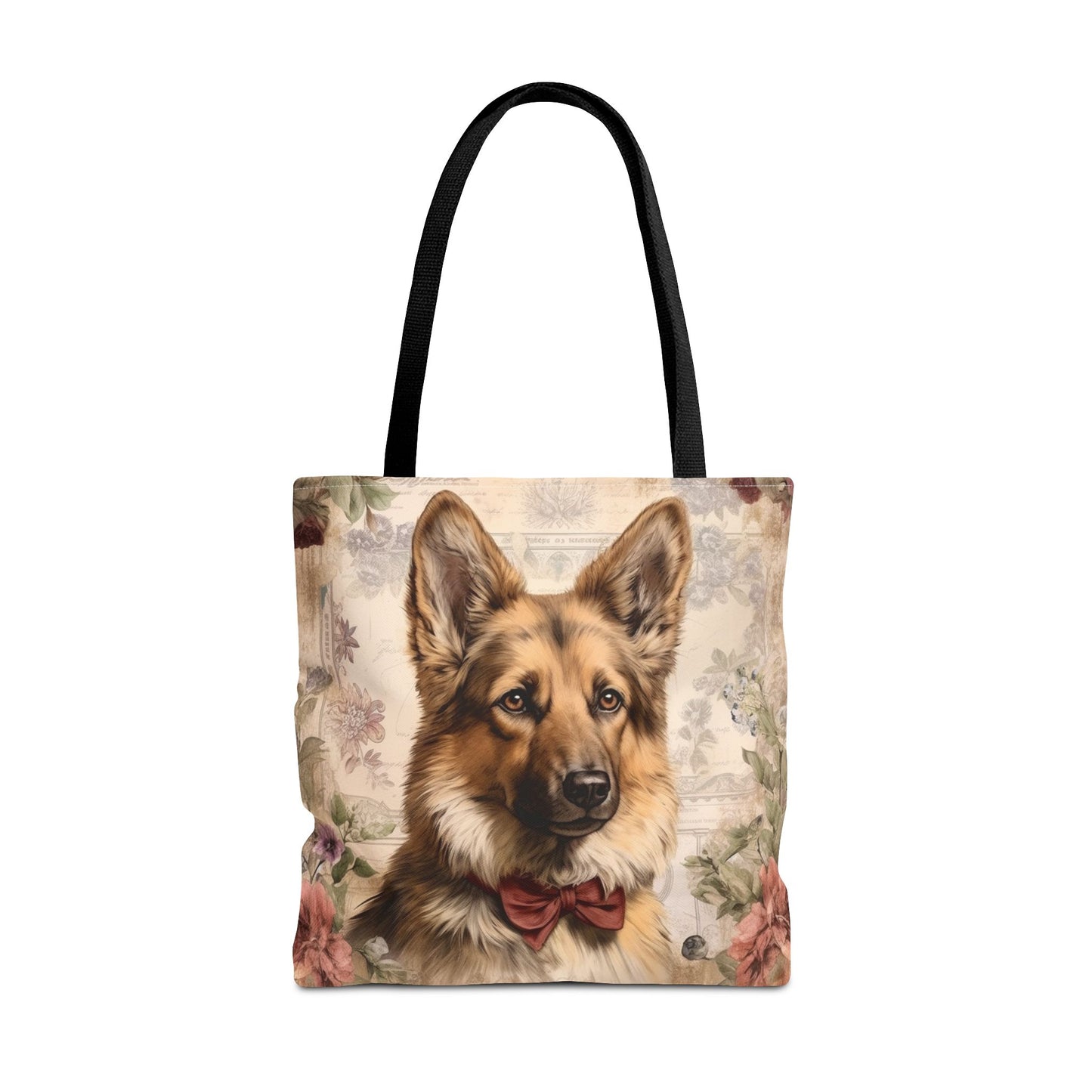 German Shepherd Floral Elegance Tote Bag – Eco-Friendly Casual Carryall