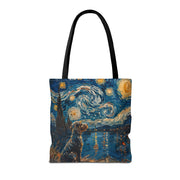 Starry Night Spaniel Tote Bag, Artistic Eco-Friendly Design